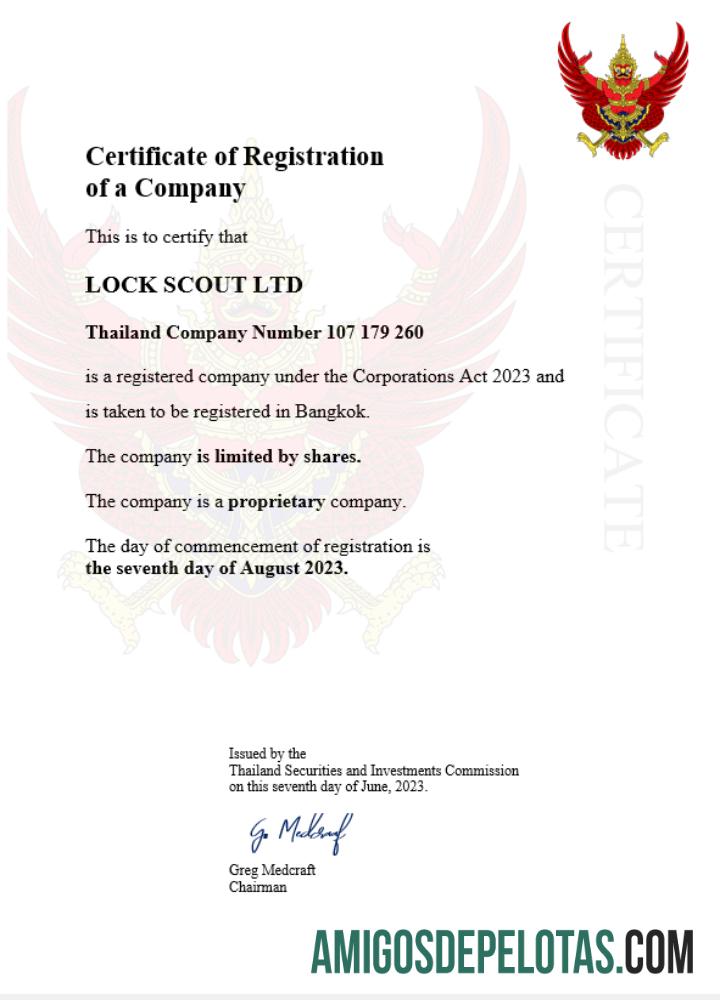 Certificado de registro comercial da Tailândia em branco modelo Word e PDF